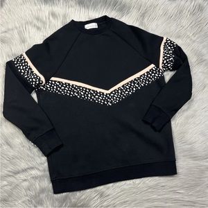 Sarah’s Day X White Fox Active Black Crewneck Pullover Sweater Size Small